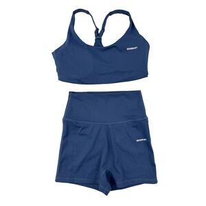 Second Left - Seamless Base Bralette and Mini Biker Shorts in Blue